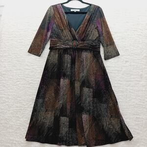 Dress Midi Size 12 Evan Picone Modest Witchy Office Siren Dark Academia Evening